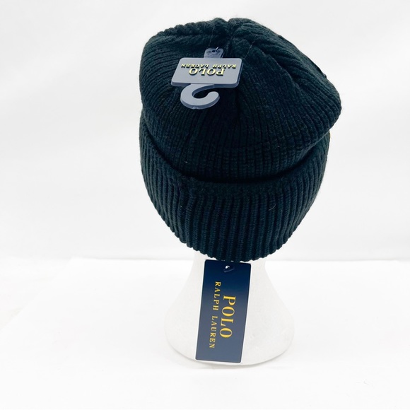Polo Ralph Lauren BLACK Patched Courage Loyalty Knit Beanie Hat - Picture 8 of 14